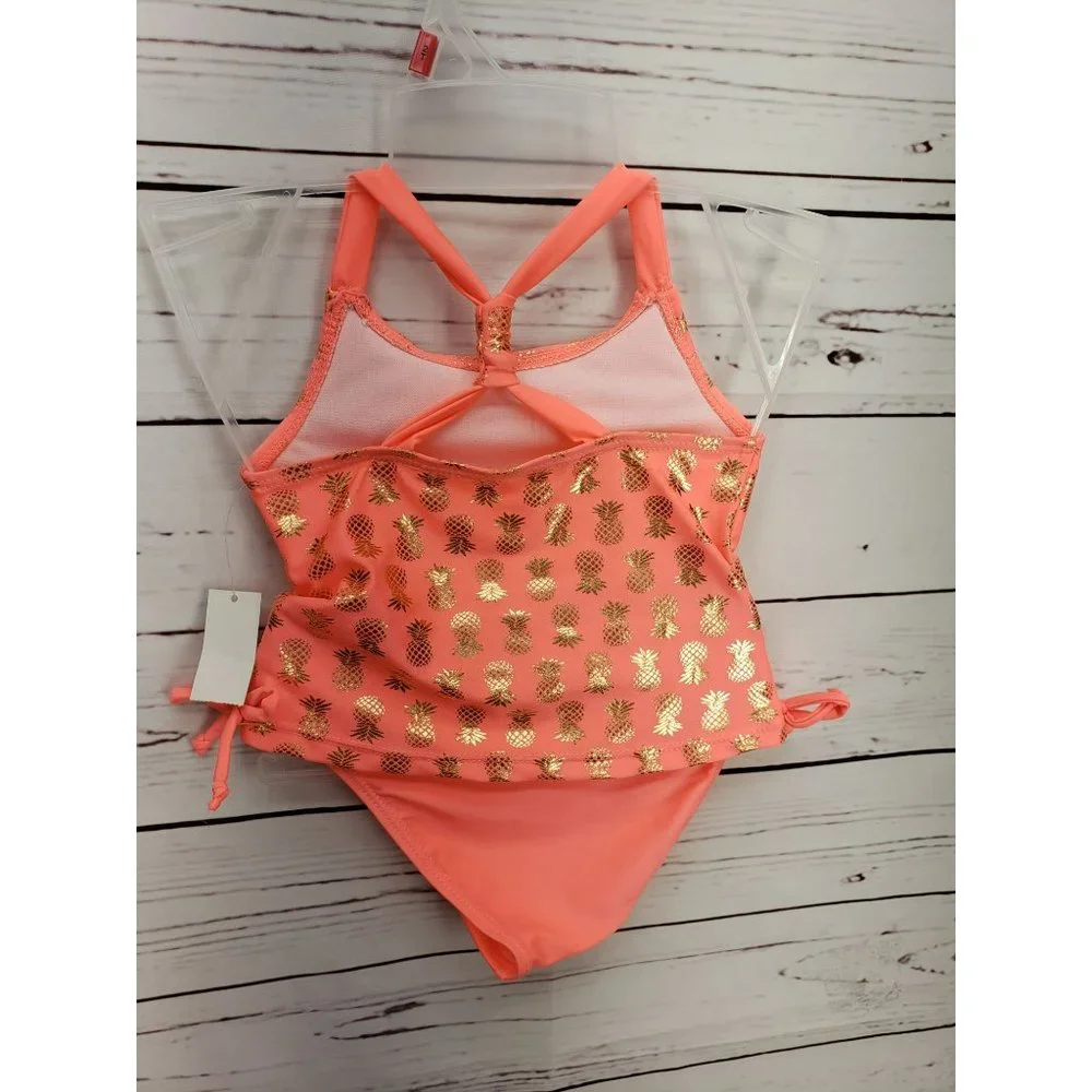 Real Love‎ 12 months hot pink coral pineapple 2pc Tankini swimwear swimsuit